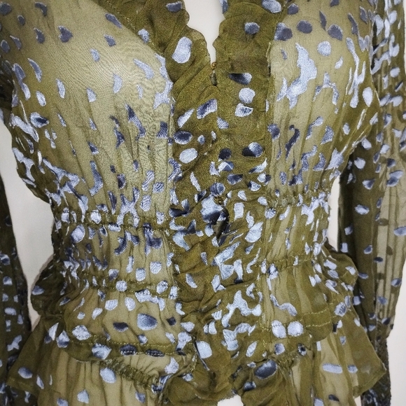 SHEER CUT VELVET CHIFFON BLOUSE - Picture 8 of 10